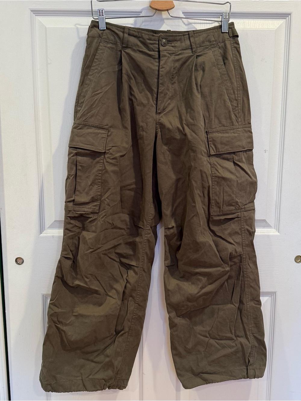 Who A.U Olive Green Baggy Cargo Pants Korean Streetwear Size M